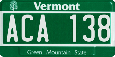 VT license plate ACA138