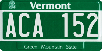VT license plate ACA152