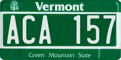 VT license plate ACA157
