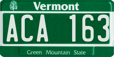 VT license plate ACA163