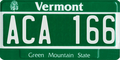VT license plate ACA166