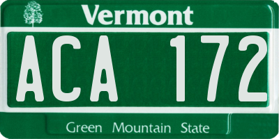 VT license plate ACA172