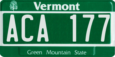 VT license plate ACA177