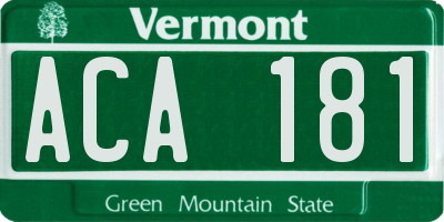 VT license plate ACA181