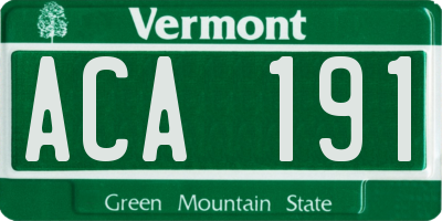 VT license plate ACA191