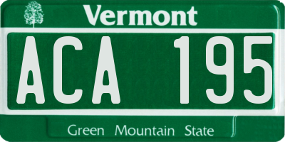 VT license plate ACA195