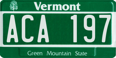 VT license plate ACA197