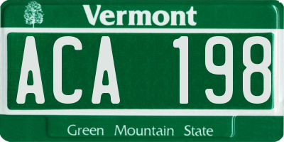 VT license plate ACA198