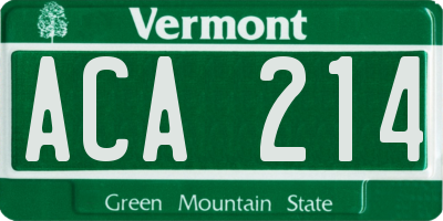 VT license plate ACA214