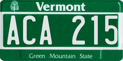 VT license plate ACA215