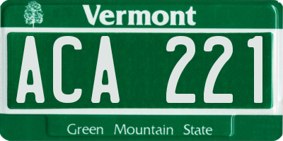 VT license plate ACA221