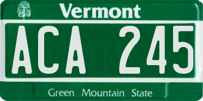 VT license plate ACA245
