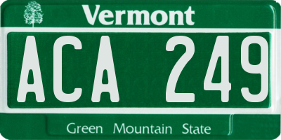 VT license plate ACA249