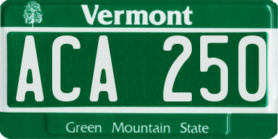VT license plate ACA250