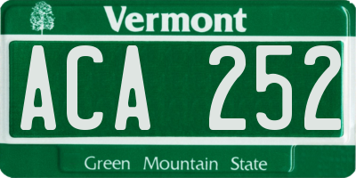 VT license plate ACA252