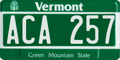 VT license plate ACA257