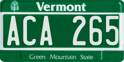 VT license plate ACA265