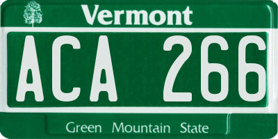 VT license plate ACA266