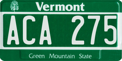 VT license plate ACA275