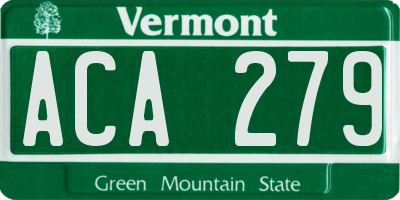 VT license plate ACA279