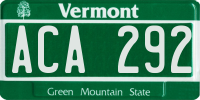 VT license plate ACA292
