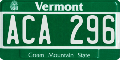 VT license plate ACA296