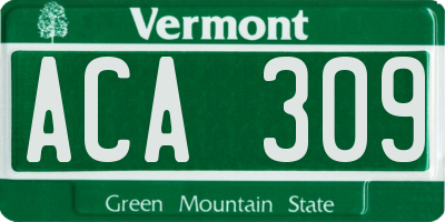 VT license plate ACA309