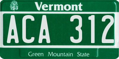 VT license plate ACA312