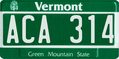 VT license plate ACA314