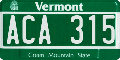 VT license plate ACA315