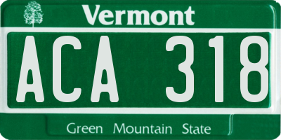 VT license plate ACA318