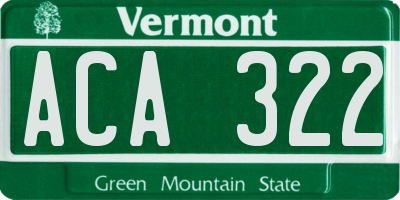VT license plate ACA322