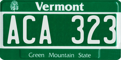 VT license plate ACA323