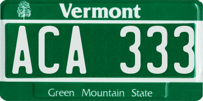 VT license plate ACA333