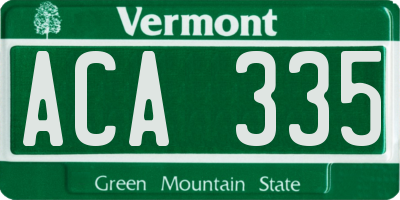 VT license plate ACA335