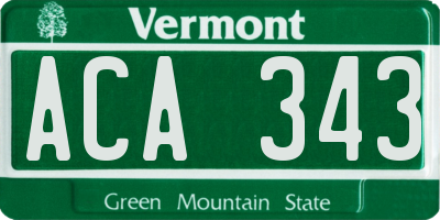 VT license plate ACA343