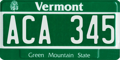 VT license plate ACA345