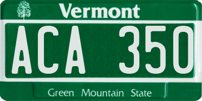 VT license plate ACA350