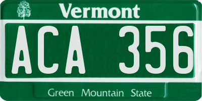 VT license plate ACA356