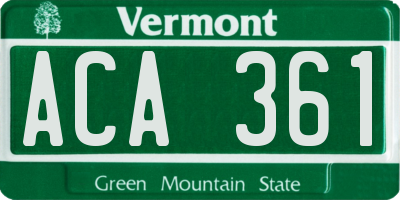 VT license plate ACA361
