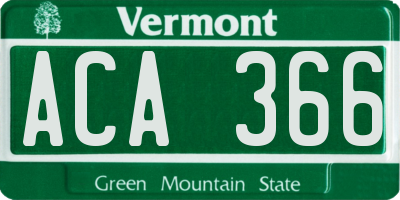 VT license plate ACA366