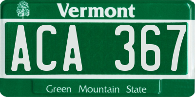 VT license plate ACA367