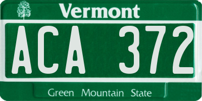 VT license plate ACA372