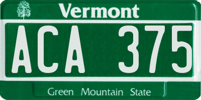 VT license plate ACA375