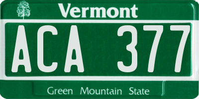 VT license plate ACA377