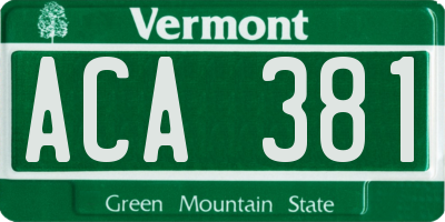 VT license plate ACA381