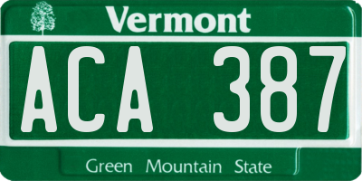 VT license plate ACA387