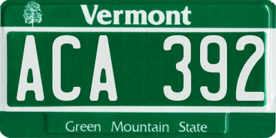VT license plate ACA392