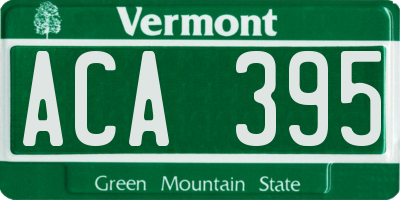 VT license plate ACA395