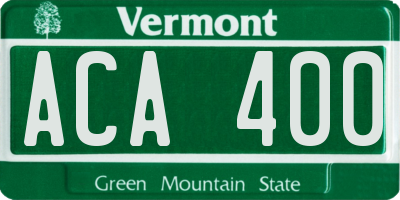 VT license plate ACA400